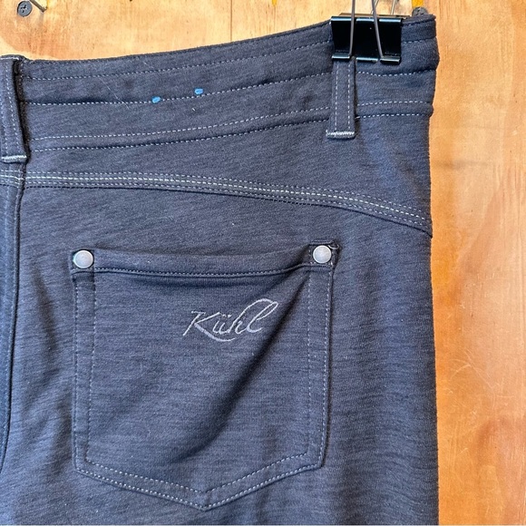 Kuhl Mova Straight Leg Charcoal Gray Heather Knit Stretch Low Rise Pant - Picture 4 of 14